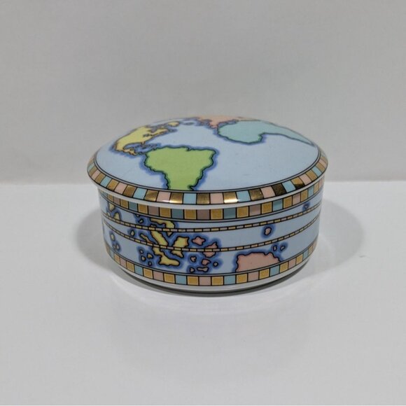 Tiffany Company Globe Trinket Box With Gold Trim - Picture 5 of 12